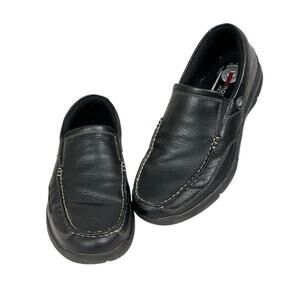 Men's Rockport Eberdon Black Leather Slip On Loafers Size 9